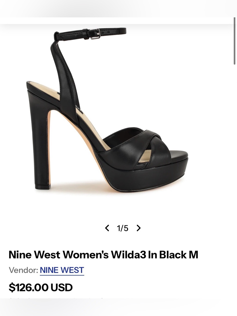 Nine West Wilda3 Black Crisscross Platform Heel 8.5 NEW - Picture 7 of 7